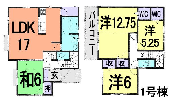 Floor plan. (1 Building), Price 30,900,000 yen, 4LDK, Land area 151.08 sq m , Building area 108.05 sq m