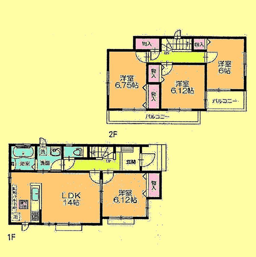 Floor plan. Price 24,800,000 yen, 4LDK, Land area 110.3 sq m , Building area 93.98 sq m
