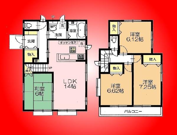 Floor plan. 28.8 million yen, 4LDK, Land area 108.67 sq m , Building area 94.19 sq m