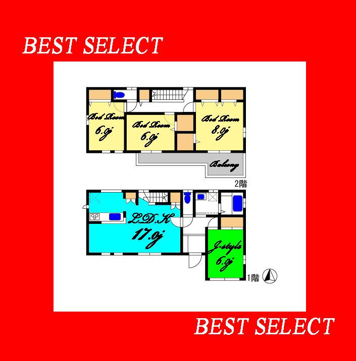 Floor plan. (Building 2), Price 35,900,000 yen, 4LDK, Land area 101.79 sq m , Building area 108.47 sq m
