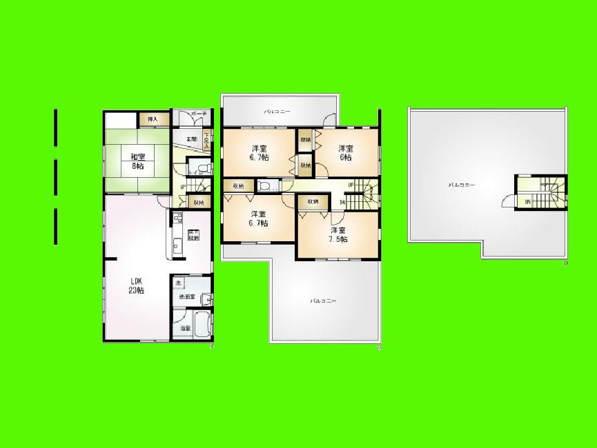 Floor plan. 42,800,000 yen, 5LDK, Land area 158.3 sq m , Building area 155.88 sq m