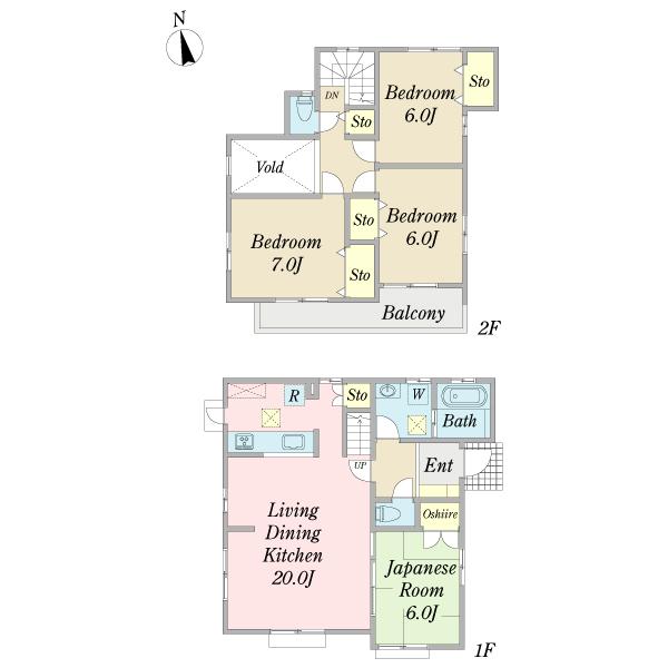 Floor plan. 34,800,000 yen, 4LDK, Land area 163.03 sq m , Building area 104.74 sq m