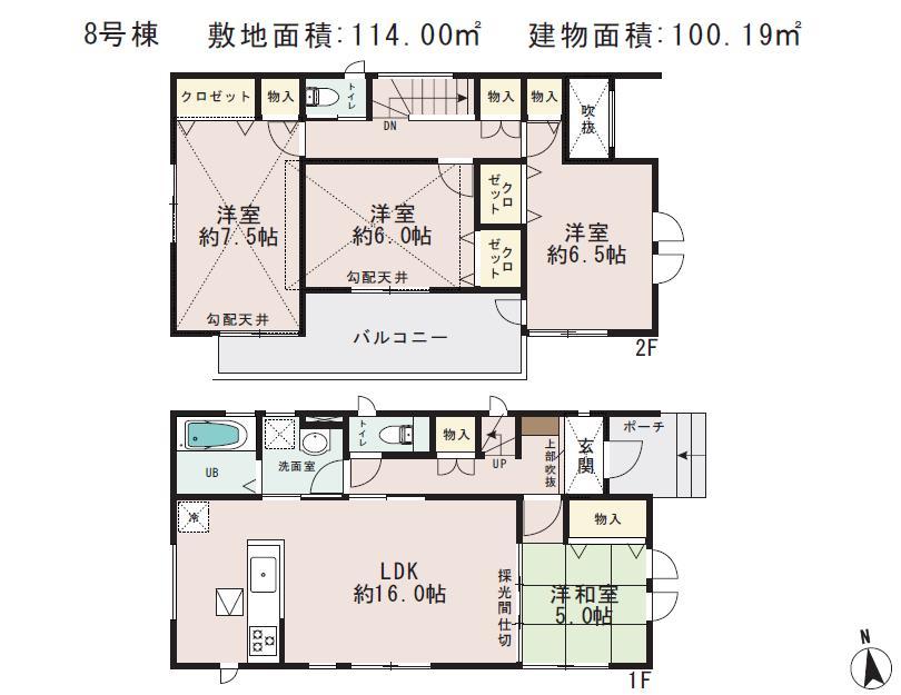 Floor plan. Price 31,800,000 yen, 4LDK, Land area 114 sq m , Building area 100.19 sq m