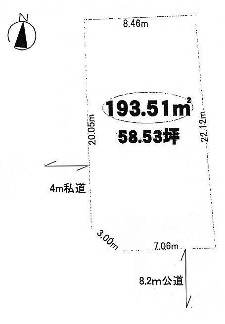 Compartment figure. Land price 24,800,000 yen, Land area 193.51 sq m