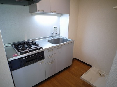Kitchen. Two-necked gas stove, With grill.