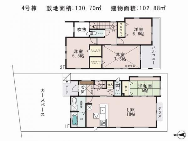 Floor plan. 31,800,000 yen, 4LDK, Land area 130.7 sq m , Building area 102.88 sq m