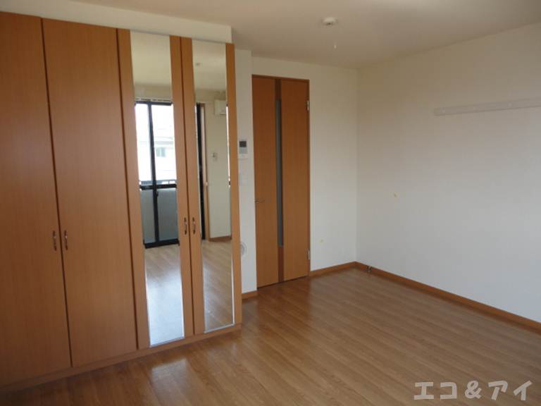 Living and room. With mirror storage