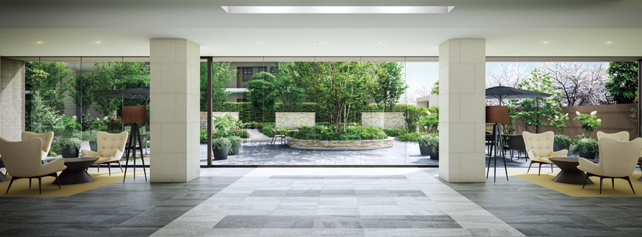 Owner's Lounge Rendering. Overlooking the beautiful garden depicting the excitement of the four seasons, Space, such as a luxury hotel