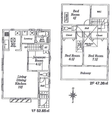 Floor plan. (Building 2), Price 32,800,000 yen, 4LDK, Land area 115.49 sq m , Building area 100.03 sq m