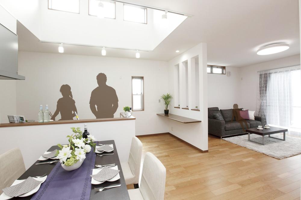 Model house photo. Light falling on kitchen tickle the love of the mind cuisine. House petting the family deepens