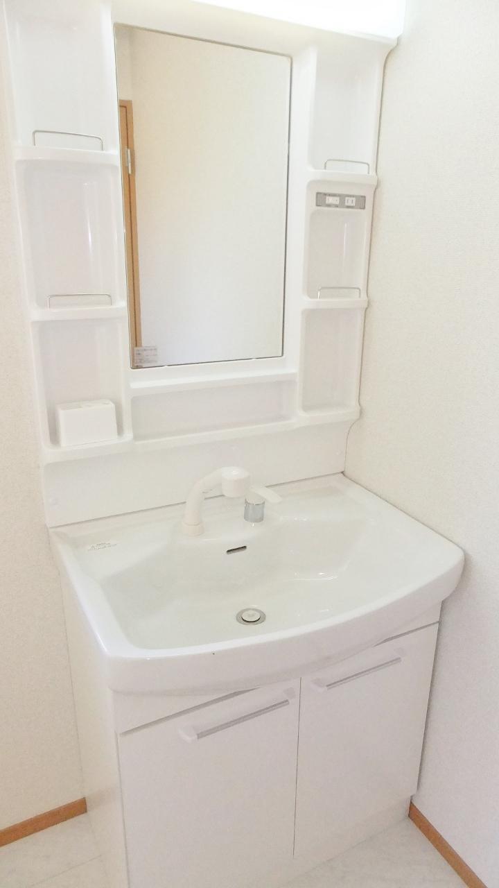 Wash basin, toilet. Vanity with excellent storage capacity and functionality! You can organize the cosmetics and toiletries such neat!