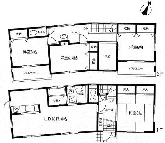 Floor plan. 38,500,000 yen, 4LDK, Land area 302.49 sq m , Building area 114.97 sq m