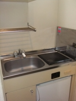 Kitchen. It was organized in a compact, It is an electric stove and a mini-refrigerator with kitchen