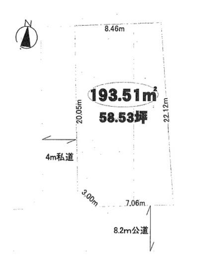 Compartment figure. Land price 24,800,000 yen, Land area 193.51 sq m compartment view