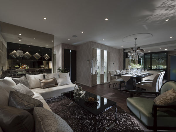 Living.  [living ・ dining] In the day and night, Because what comes naturally also changes the role that is being sought in the living space. living ・ The dining, Implementation planning in pursuit of "richness of expression" directing us to be in glossy also restful night. Also it can produce a space as squid, depending on selection of the lighting of the dynamics and furniture, Interior Masu fun Me tailored to the tastes and style.