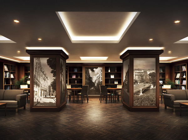 Shared facilities.  [Library lounge] Or the ones studied or read a book, Library lounge to spend a relaxing time. (Library lounge Rendering)