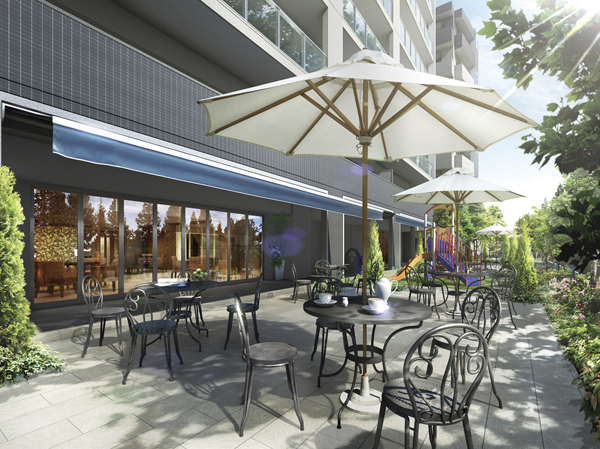 Shared facilities.  [Euro Garden] Euro Garden reminiscent of a European cafe terrace. There is also a children's garden next to. (Yoro Garden Rendering)