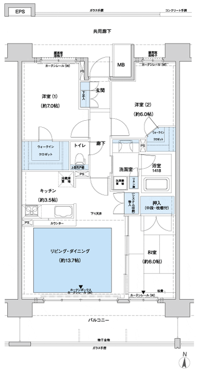 Floor: 3LDK + 2WIC, the area occupied: 81.3 sq m