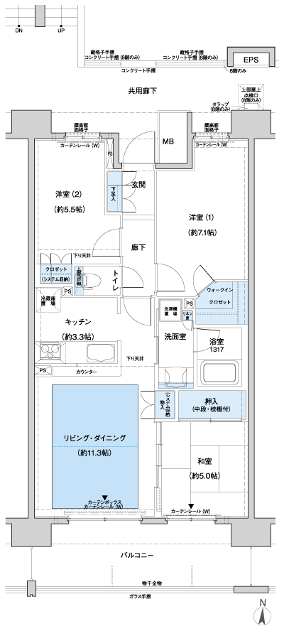 Floor: 3LDK + WIC, the occupied area: 71.22 sq m