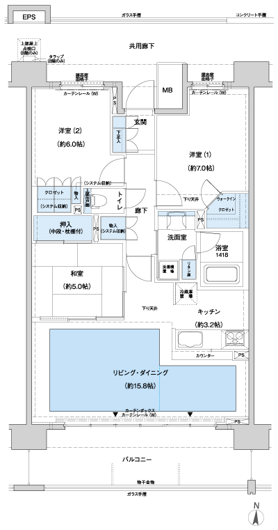 Floor: 3LDK + WIC, the area occupied: 81.3 sq m