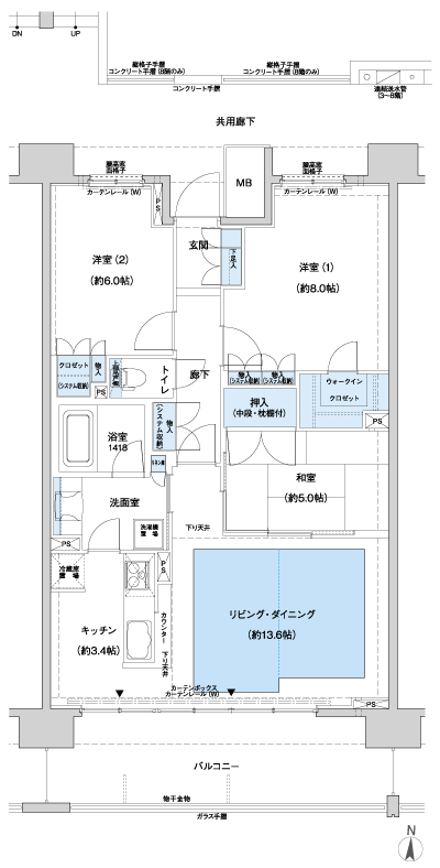 Floor: 3LDK + WIC, the area occupied: 81.3 sq m