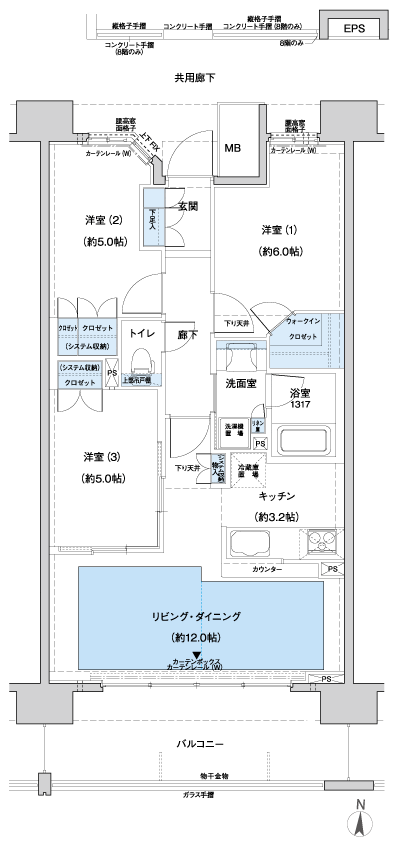 Floor: 3LDK + WIC, the occupied area: 68.87 sq m