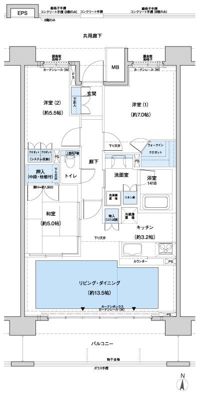 Floor: 3LDK + WIC, the occupied area: 76.26 sq m
