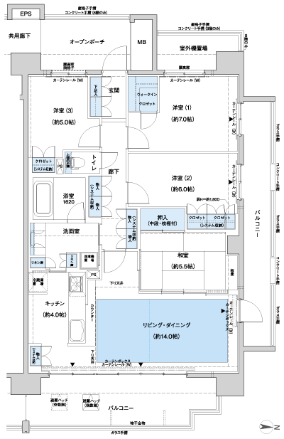 Floor: 4LDK + WIC, the occupied area: 96.19 sq m