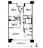 Floor: 3LDK + WIC, the area occupied: 81.3 sq m