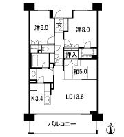Floor: 3LDK + WIC, the area occupied: 81.3 sq m