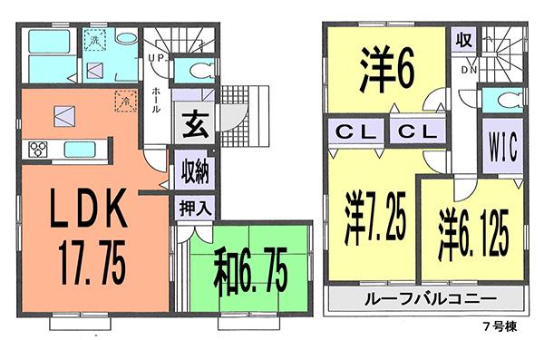 Floor plan. (7 Building), Price 16.8 million yen, 4LDK, Land area 151.46 sq m , Building area 104.33 sq m