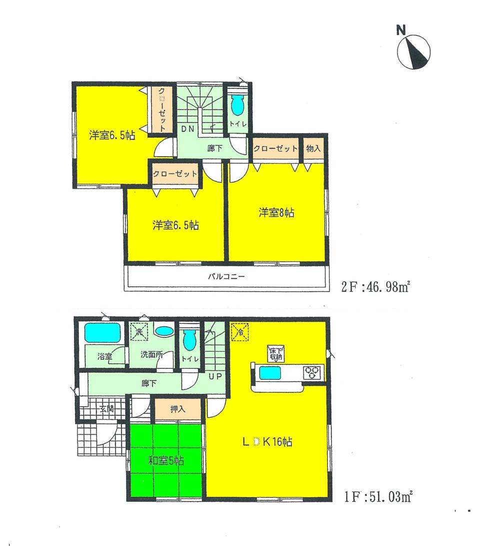 Floor plan. 18,800,000 yen, 4LDK, Land area 130.97 sq m , Building area 98.01 sq m «JR Kurihashi Station walk 10 minutes a good location! »«P2 Units! »
