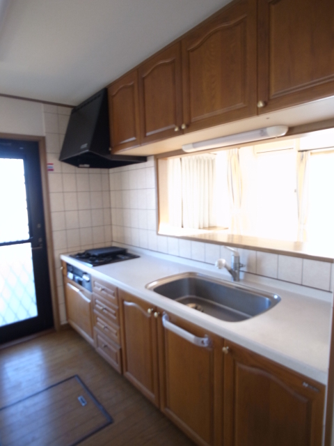 Kitchen. Bright window with kitchen