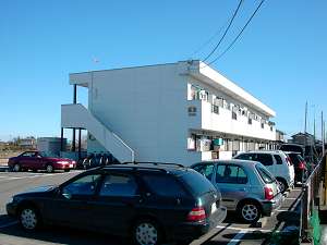Building appearance. Apartment appearance. A spacious parking lot in front
