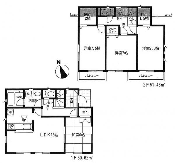 Floor plan. 26,800,000 yen, 4LDK, Land area 137.79 sq m , Building area 102.05 sq m