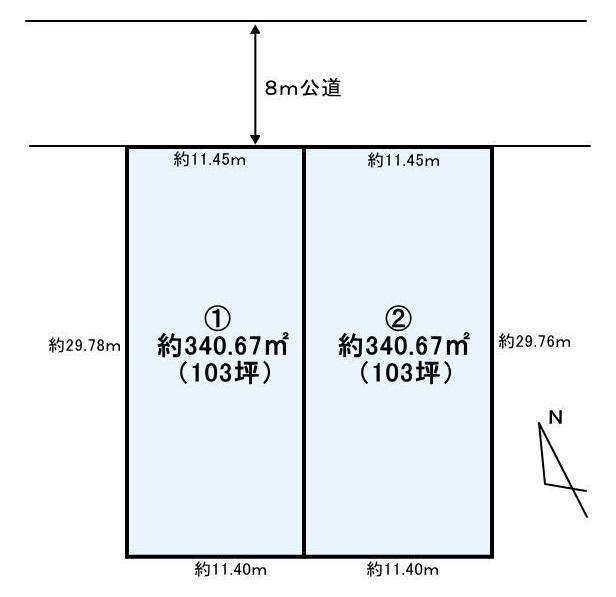 Compartment figure. Land price 18.5 million yen, Land area 340.67 sq m