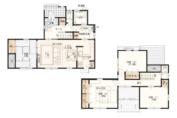 Floor plan. 25,880,000 yen, 4LDK, Land area 165.49 sq m , Building area 109.61 sq m nature and family Fureaeru live like conductor of the plan