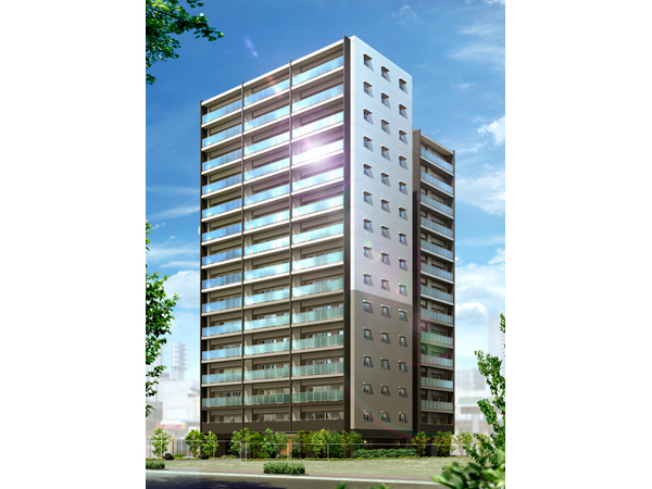 Buildings and facilities. Neat form of 15 layers that standing bathed in sunshine is, Sleek design shine in the city of Kumagaya. Is a vertical line casually emphasized smart appearance, I feel the advanced nature of the next generation apartment unique. (Exterior view)