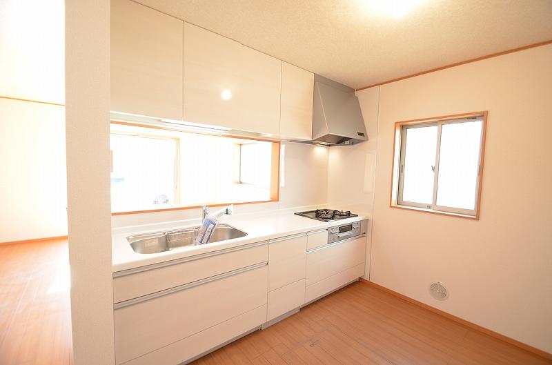 Kitchen. Large windows bright kitchen