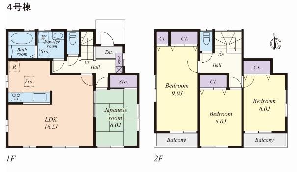 Floor plan. (4 Building), Price 24,800,000 yen, 4LDK, Land area 149.94 sq m , Building area 104.33 sq m