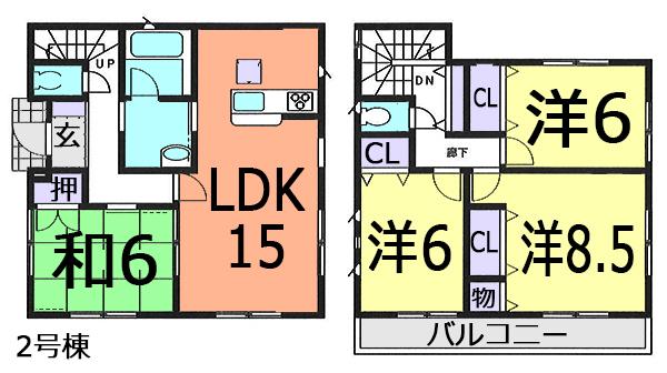 Floor plan. (Building 2), Price 28.8 million yen, 4LDK, Land area 120.05 sq m , Building area 97.6 sq m
