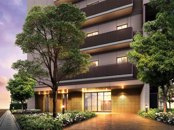 Shared facilities.  [Entrance approach Rendering] To the people who live in the entrance to become visible soon and get off the station as a "welcome home", I was remembering the calm and warm facial expression, such as your voice cliff. Greets gently symbol tree planted in front entrance, It has been carefully design the warmth of a dwelling. Also, The internal entrance, Has established the lounge so that the starting point of the community that produces the familiar.