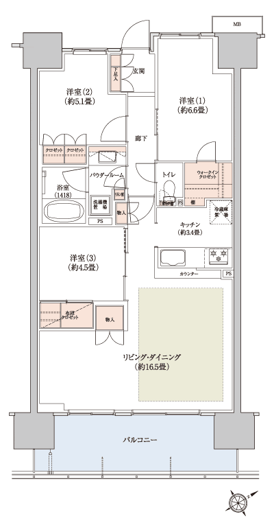 Floor: 3LDK + WIC, the occupied area: 78.01 sq m, Price: 34,900,000 yen, now on sale