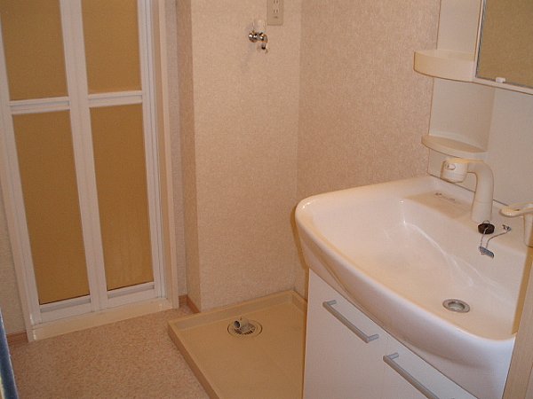 Washroom. Washing machine in the room