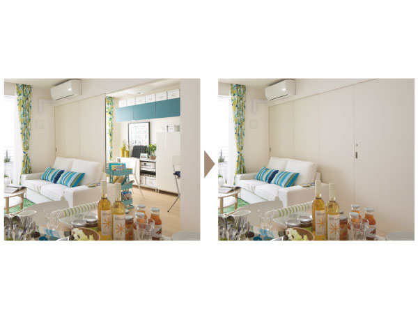 Interior.  [Wall door] By using the wall door in the partition of the Western-style room adjacent to the living room, You can also use integrally the living and Western. (H type)