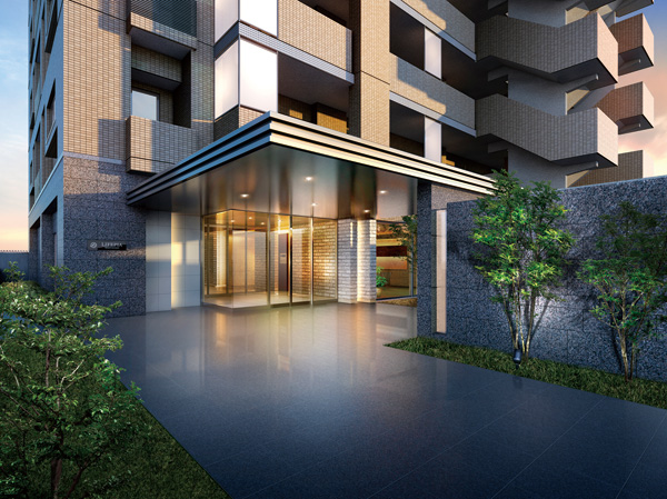 Buildings and facilities. Healing and peace, Yingbin space full of tenderness. The greets the way home is, It was illuminated gently with lighting, Long approach which colors are lush planting. Nestled Wall gate inlaid glass to granite, I was directed to greet proud to the inlet of the mansion. (Entrance Rendering CG)