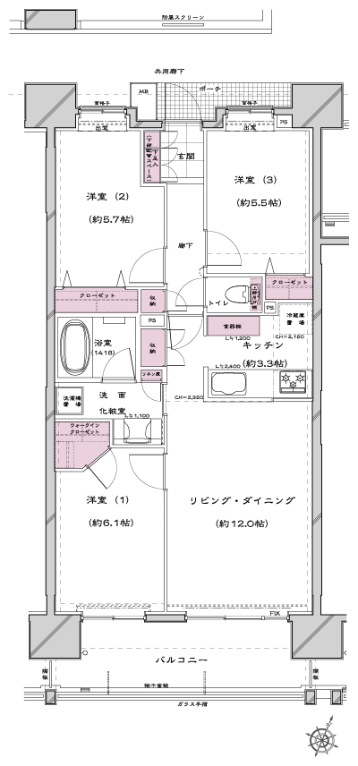 Floor: 3LDK + WIC, the occupied area: 70.11 sq m