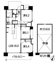 Floor: 3LDK + WIC + SIC + LOFT, occupied area: 74.86 sq m