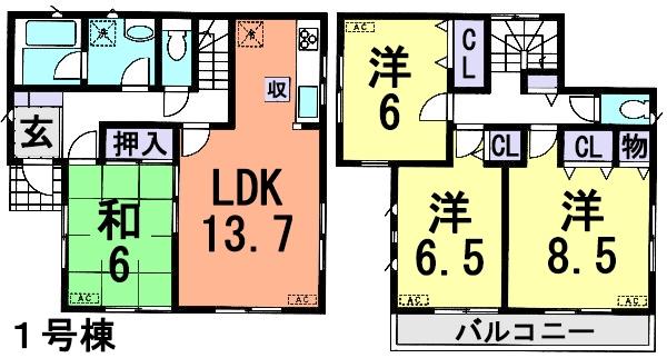 Floor plan. 23.8 million yen, 4LDK, Land area 108.12 sq m , Building area 95.98 sq m