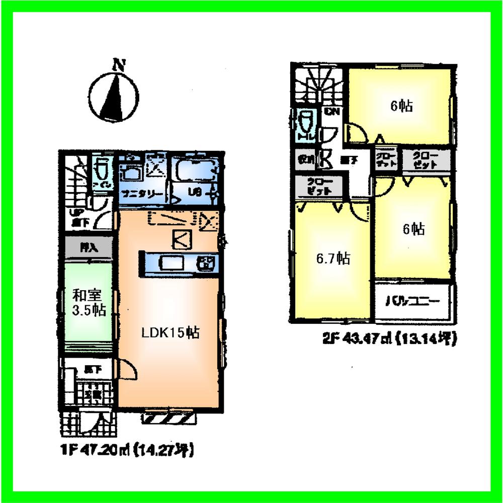 Floor plan. 30,800,000 yen, 4LDK, Land area 102.42 sq m , Building area 90.67 sq m